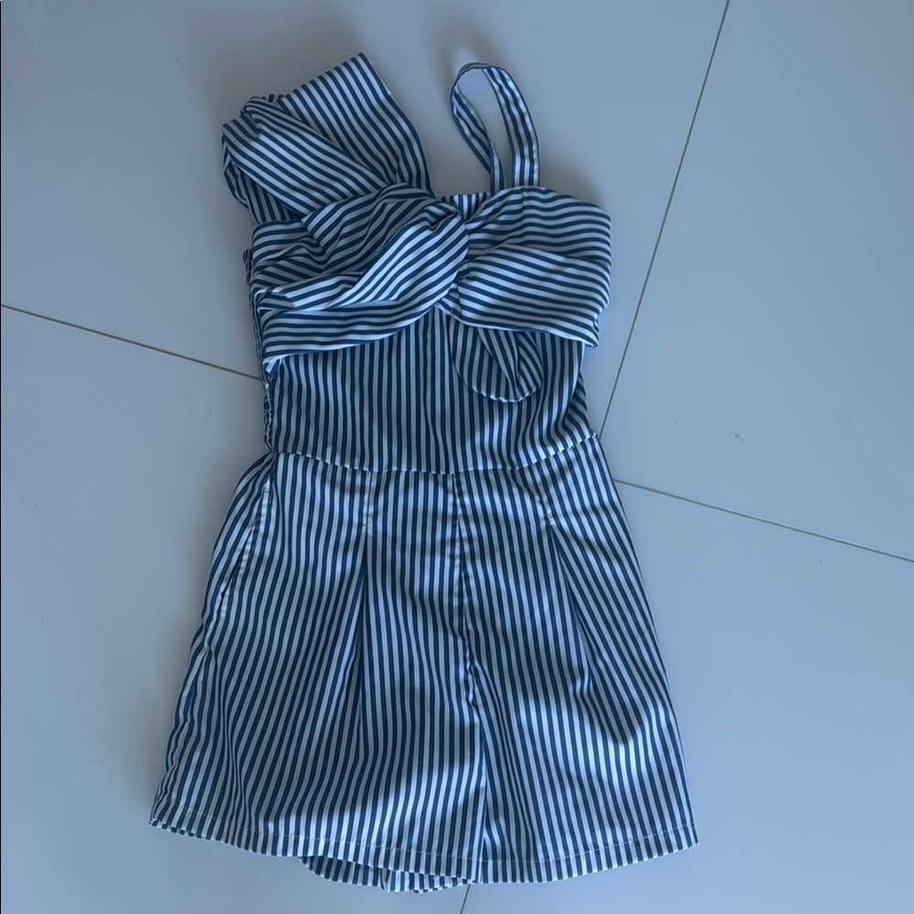 Kids Striped Blue and White Romper